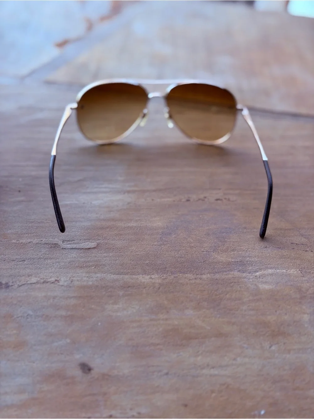 CHANEL Gold Aviator Sunglasses with Brown Lenses